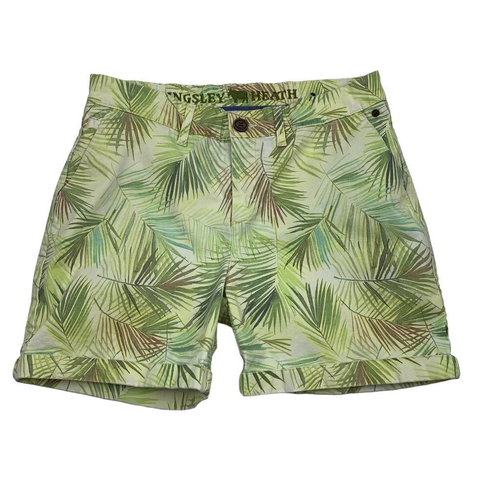 Kingsley Heath Cotton Palm Leaf All Over Print Shorts Men's Size 38 5" Inseam